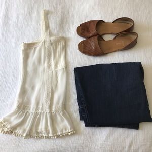 Cream Pin Tuck detail Tank Top